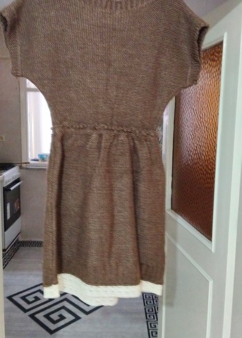 Kahverengi Örgü Midi Elbise - Görsel 6