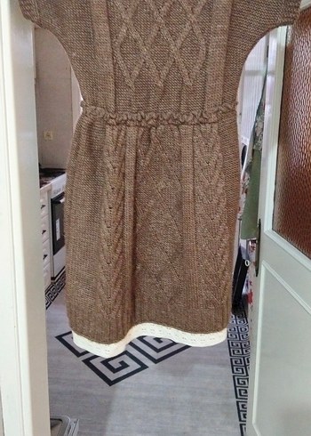 Kahverengi Örgü Midi Elbise - Görsel 3