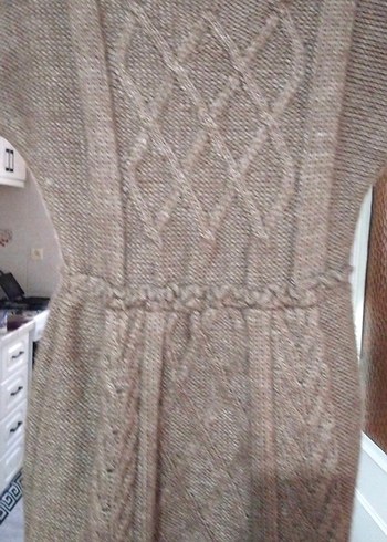 Kahverengi Örgü Midi Elbise - Görsel 4