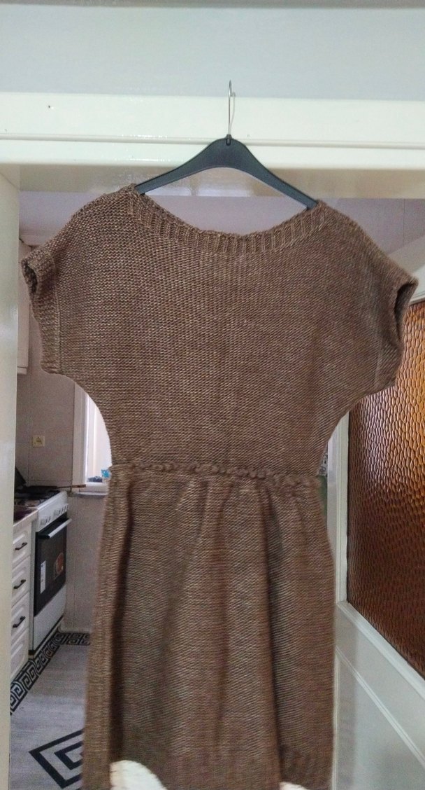 Kahverengi Örgü Midi Elbise - Görsel 5