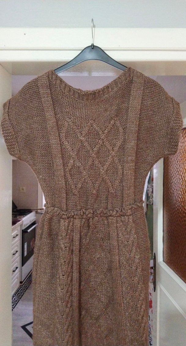 Kahverengi Örgü Midi Elbise - Görsel 2