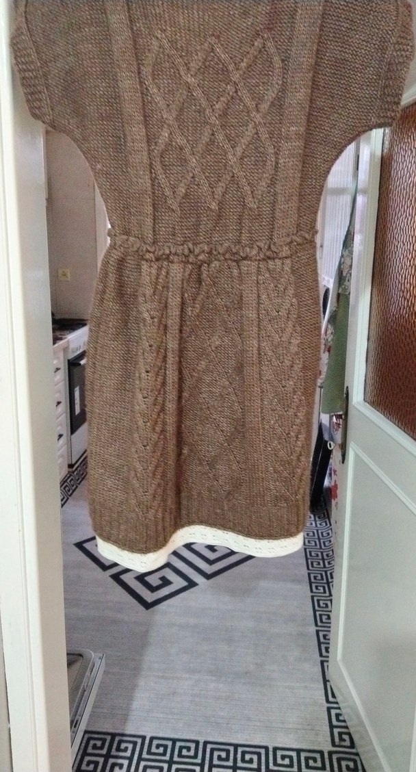 Kahverengi Örgü Midi Elbise - Görsel 3