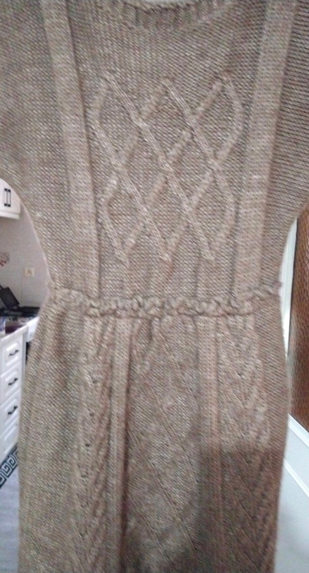 Kahverengi Örgü Midi Elbise - Görsel 4