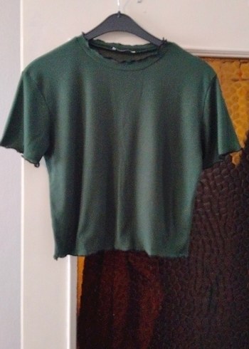 Kadın Yeşil Kısa Kollu Crop Top