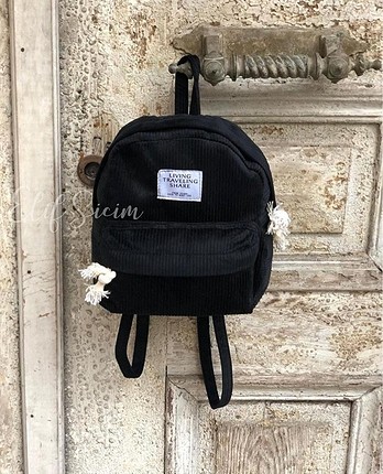 siyah kadife sırt çantası 