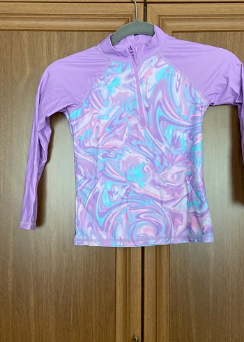 Kız Çocuk Mor Tie-Dye Yarım Fermuarlı Bluz