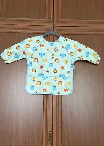 Uzun Kollu Renkli Desenli Bebek Önlüğü