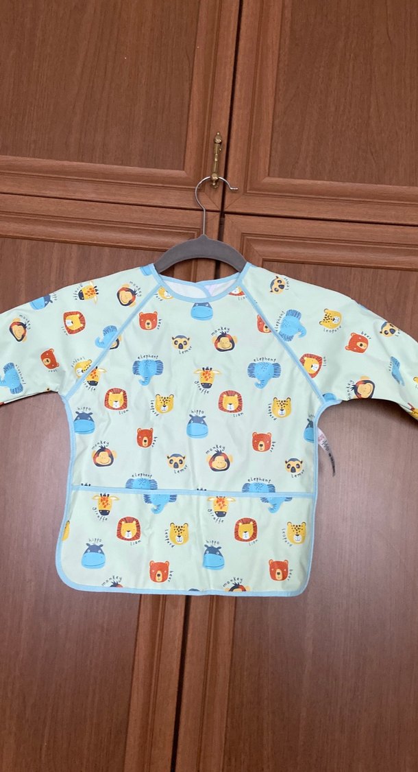 Uzun Kollu Renkli Desenli Bebek Önlüğü - Görsel 5