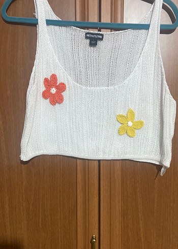 Nakışlı Beyaz Örme Mini Süveter