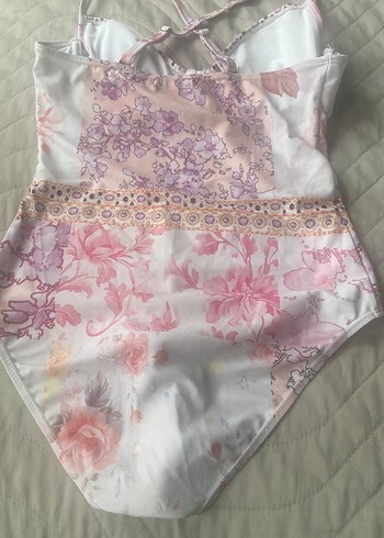 Dantel Detaylı Pembe Bohem Mayo - Görsel 3