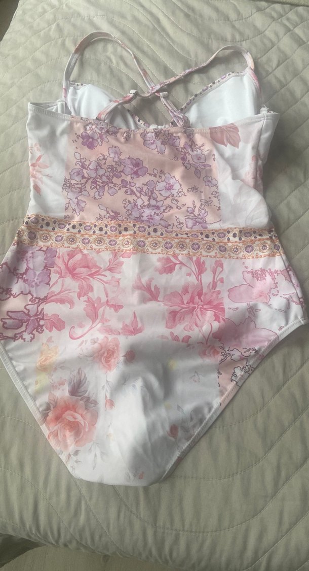 Dantel Detaylı Pembe Bohem Mayo - Görsel 3