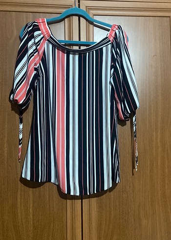 F&F Çizgili Pilili Mini Bluz