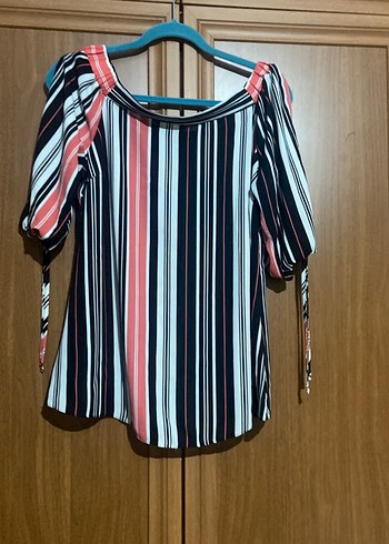 Çizgili Pilili Mini Bluz
