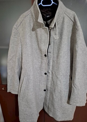 Boss marka Erkek Gri Düğmeli Keten Kaban - Görsel 3