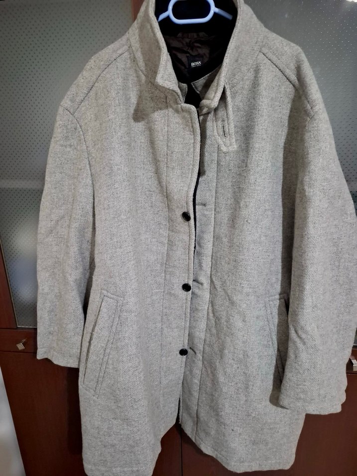 Boss marka Erkek Gri Düğmeli Keten Kaban - Görsel 2