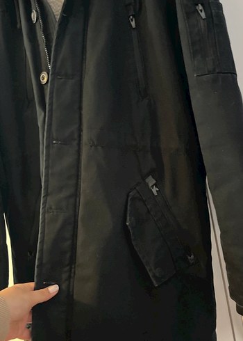 Düğmeli Siyah Erkek Streetwear Mont - Görsel 4