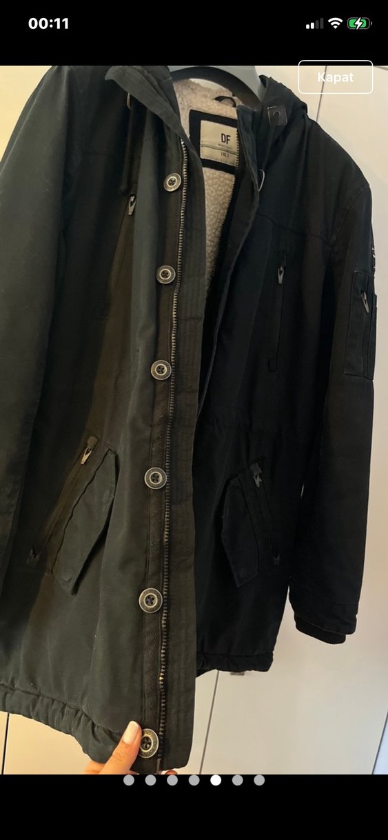 Düğmeli Siyah Erkek Streetwear Mont - Görsel 5