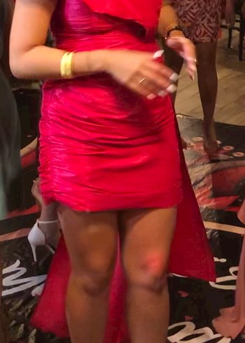 Pembe Drapeli Straplez Mini Abiye - Görsel 3