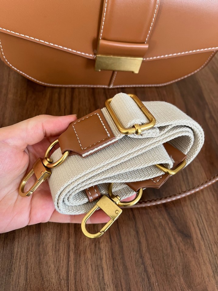 Kahverengi  Deri Kemer Detaylı Kadın Çanta - Görsel 5