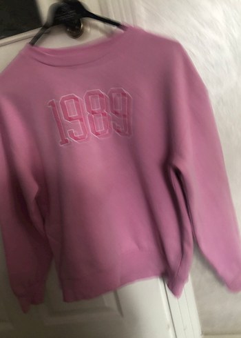Pembe Oversize Kadın Sweatshirt 1989 Baskılı - Görsel 2