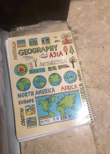 Harita Temalı Bej Renkli Spiralli Defter - Görsel 3