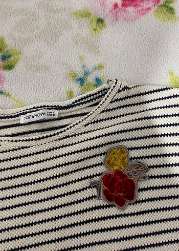 s Beden Crop Çizgili Triko Kazak