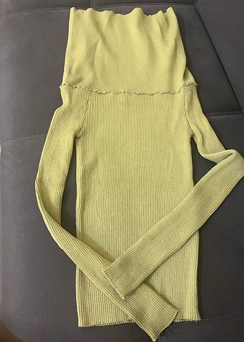 Sarı Triko Boğazlı İnce Kadın Kazak - Görsel 3