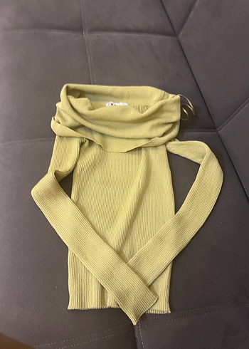 Sarı Triko Boğazlı İnce Kadın Kazak - Görsel 4