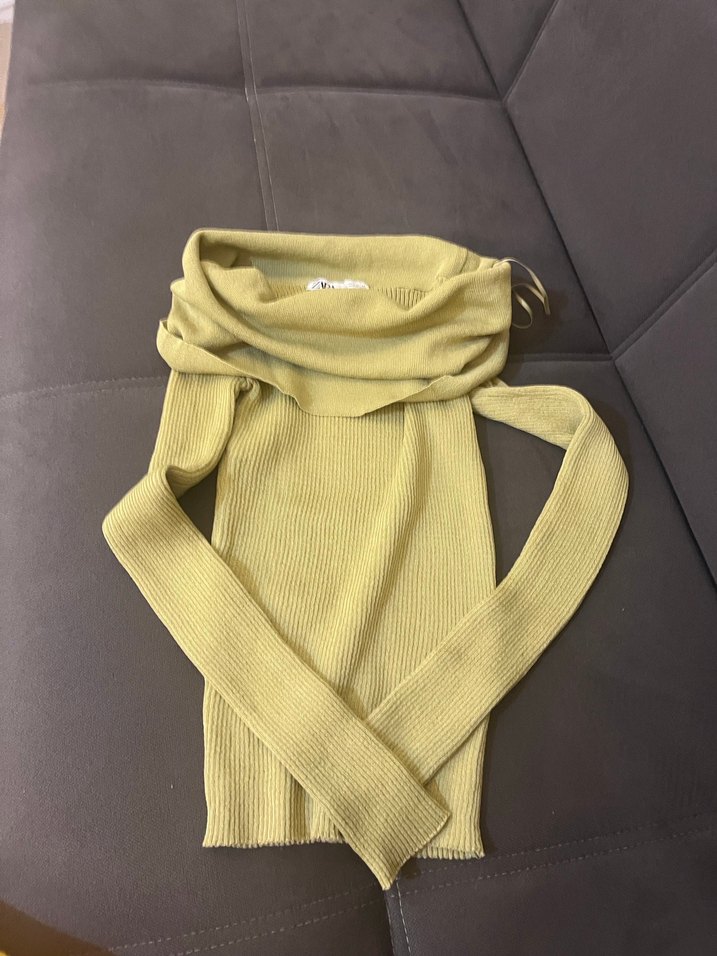 Sarı Triko Boğazlı İnce Kadın Kazak - Görsel 4