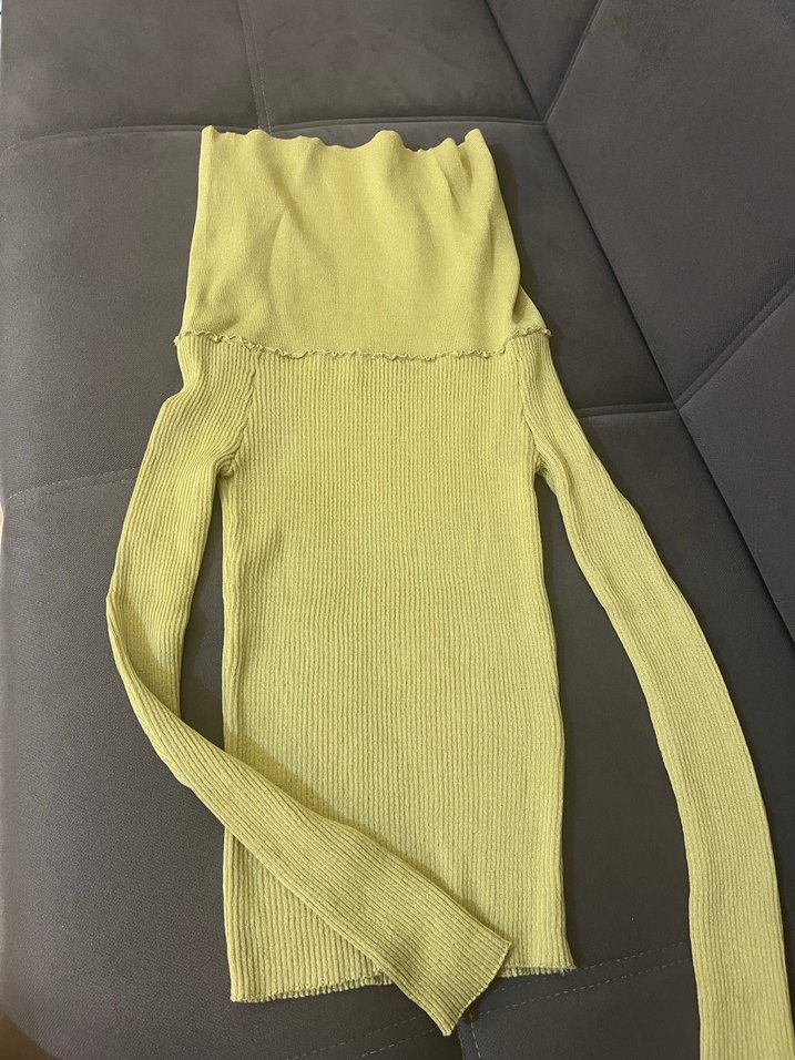 Sarı Triko Boğazlı İnce Kadın Kazak - Görsel 2