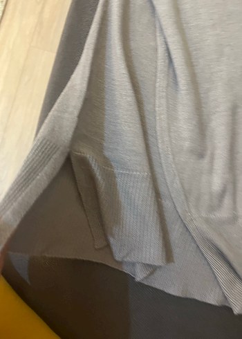 Gri Kadın Bisiklet Yaka Uzun Kollu Keten Kazak - Görsel 2