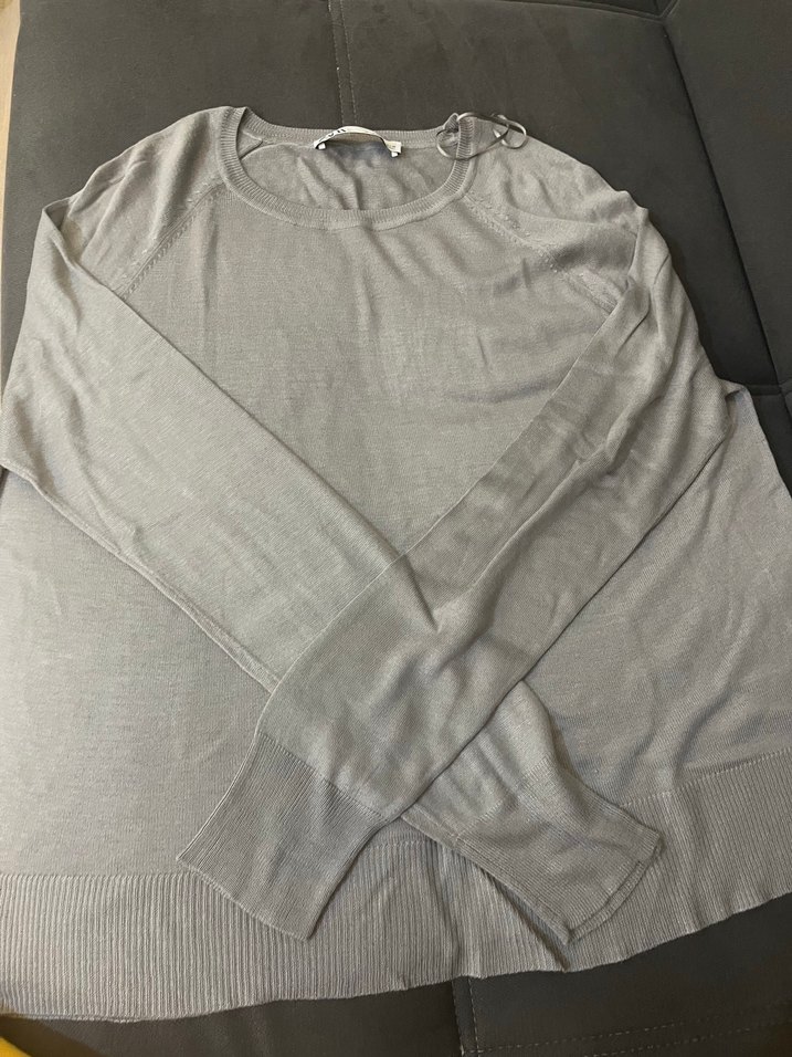 Gri Kadın Bisiklet Yaka Uzun Kollu Keten Kazak - Görsel 3