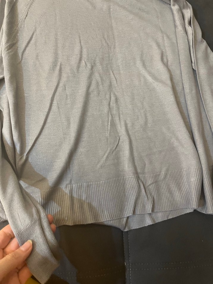 Gri Kadın Bisiklet Yaka Uzun Kollu Keten Kazak - Görsel 5