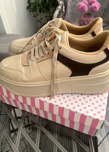 Bej Kadın Platform Spor Ayakkabı - Görsel 2