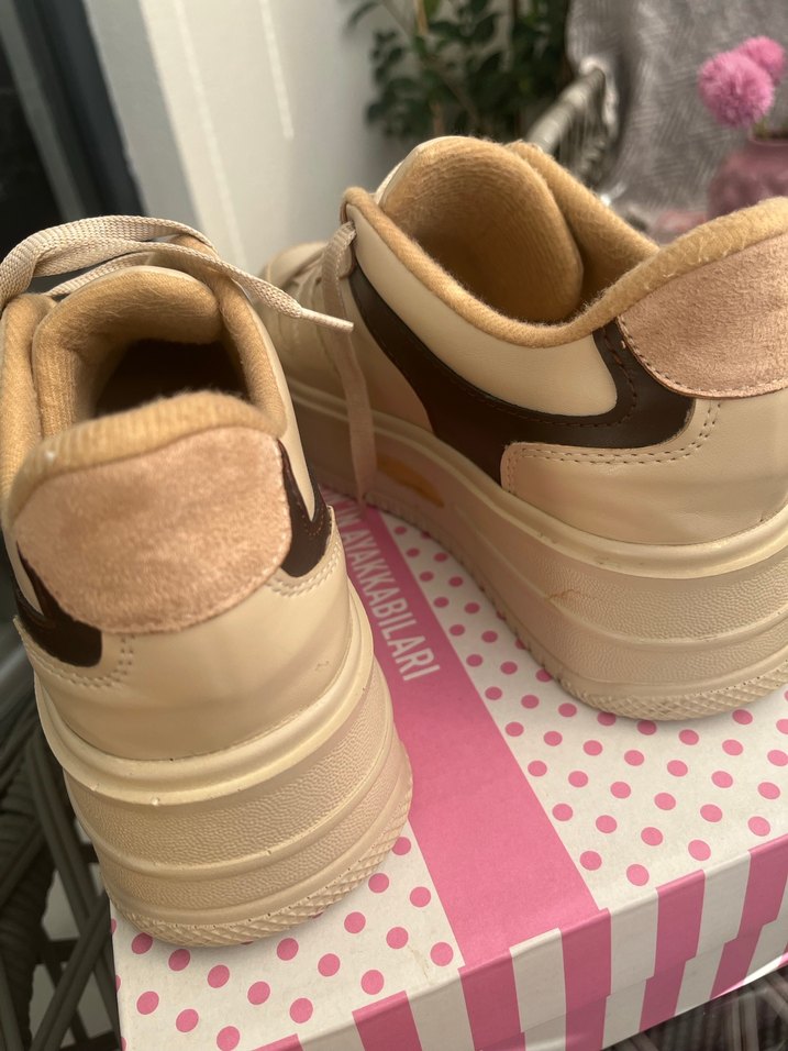 Bej Kadın Platform Spor Ayakkabı - Görsel 4