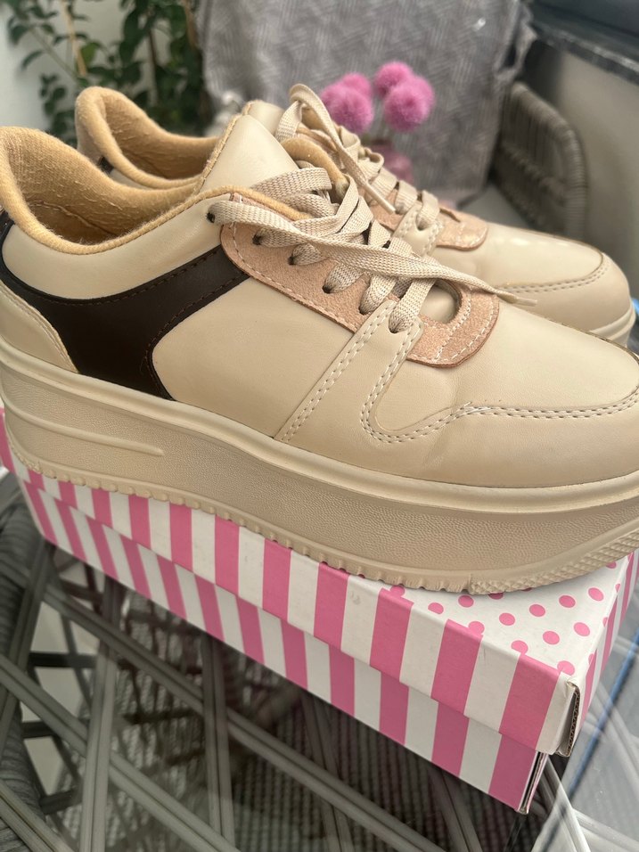 Bej Kadın Platform Spor Ayakkabı - Görsel 3