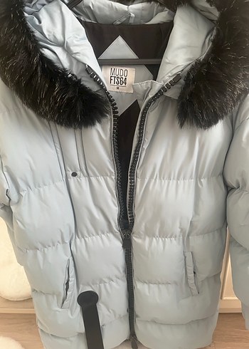 Siyah Kürklü Gri Kadın Kışlık Mont - Görsel 5