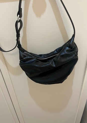 Siyah Deri Tokalı Kadın Çanta - Görsel 2