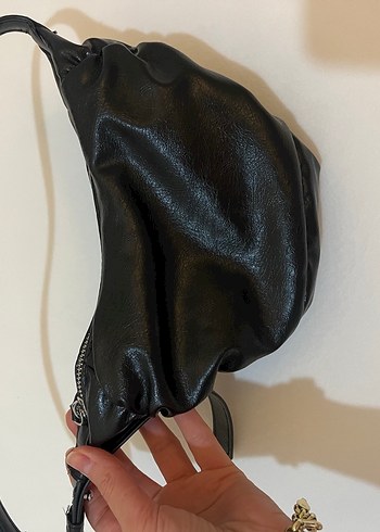 Siyah Deri Tokalı Kadın Çanta - Görsel 5