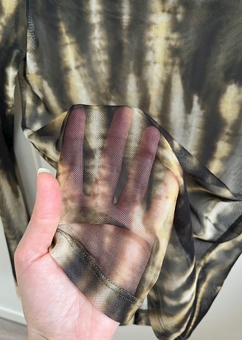 Kahverengi Transparan Uzun Kollu Balıkçı Yaka Bluz - Görsel 4