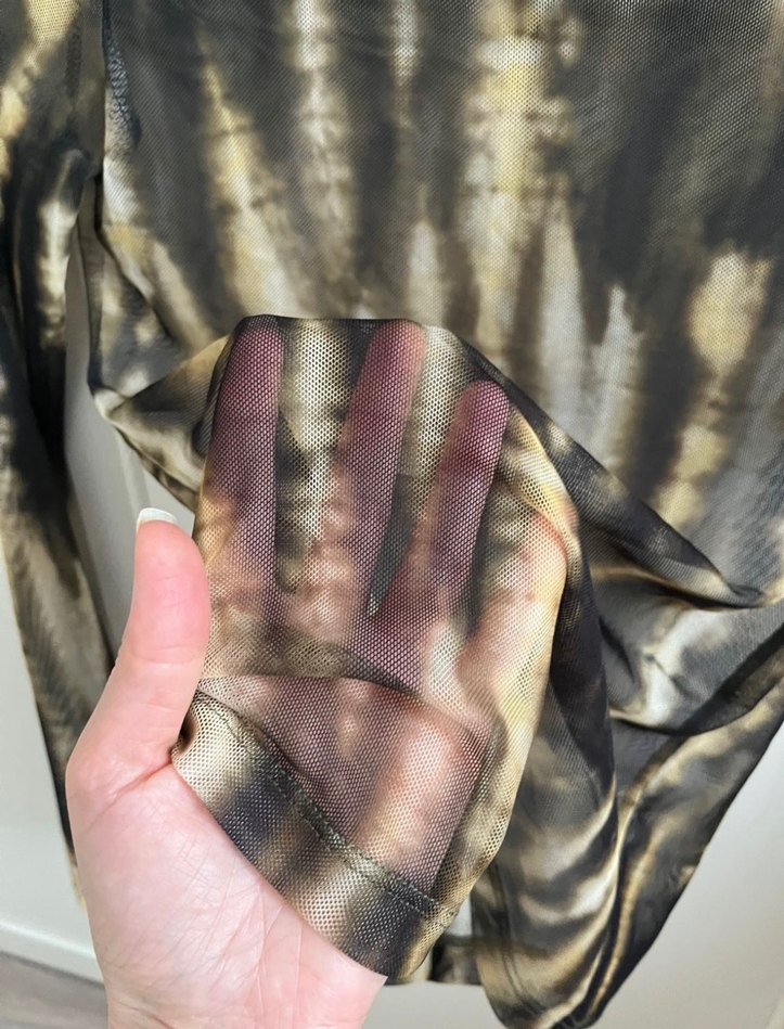 Kahverengi Transparan Uzun Kollu Balıkçı Yaka Bluz - Görsel 4