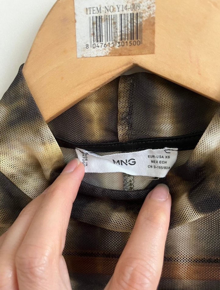 Kahverengi Transparan Uzun Kollu Balıkçı Yaka Bluz - Görsel 2