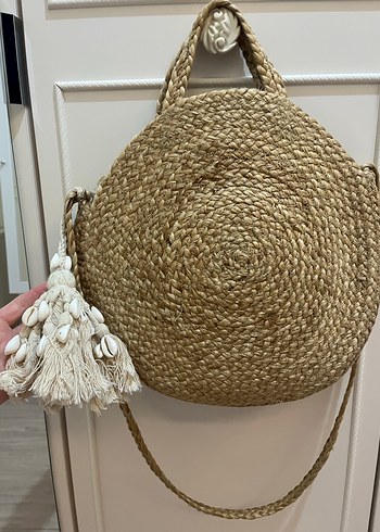 Bej Örgü Bohem Kadın Çanta Püsküllü - Görsel 3