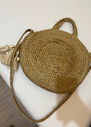 Bej Örgü Bohem Kadın Çanta Püsküllü - Görsel 4