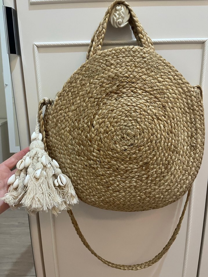 Bej Örgü Bohem Kadın Çanta Püsküllü - Görsel 3