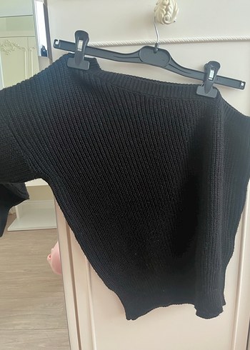 Siyah Kadın Triko V Yaka Salaş Kazak - Görsel 2