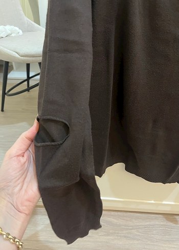 Kahverengi Kadın Uzun Kollu Triko Kazak - Görsel 6