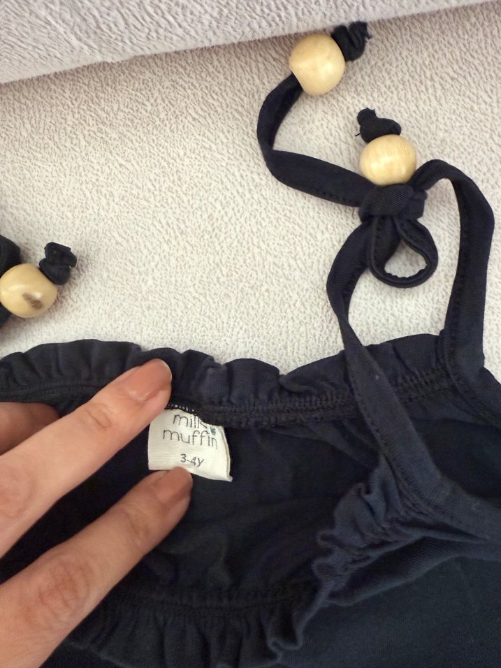 Siyah, Askılı, Salaş kız çocuk elbise - Görsel 2