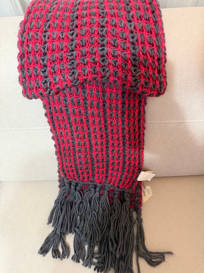 Defacto Gri pembe Örgü Kadın Atkı - Görsel 4