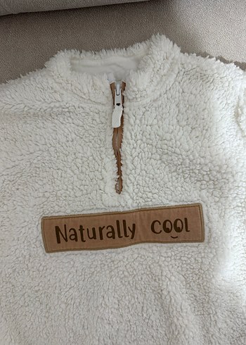 Erkek Çocuk Beyaz Peluş Sweatshirt - Görsel 2